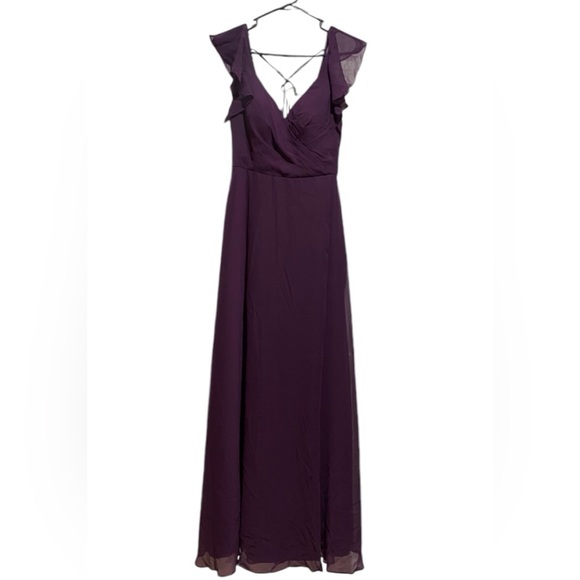 Azazie yoka plum Flowy Ruched Chiffon Dress - Picture 3 of 8
